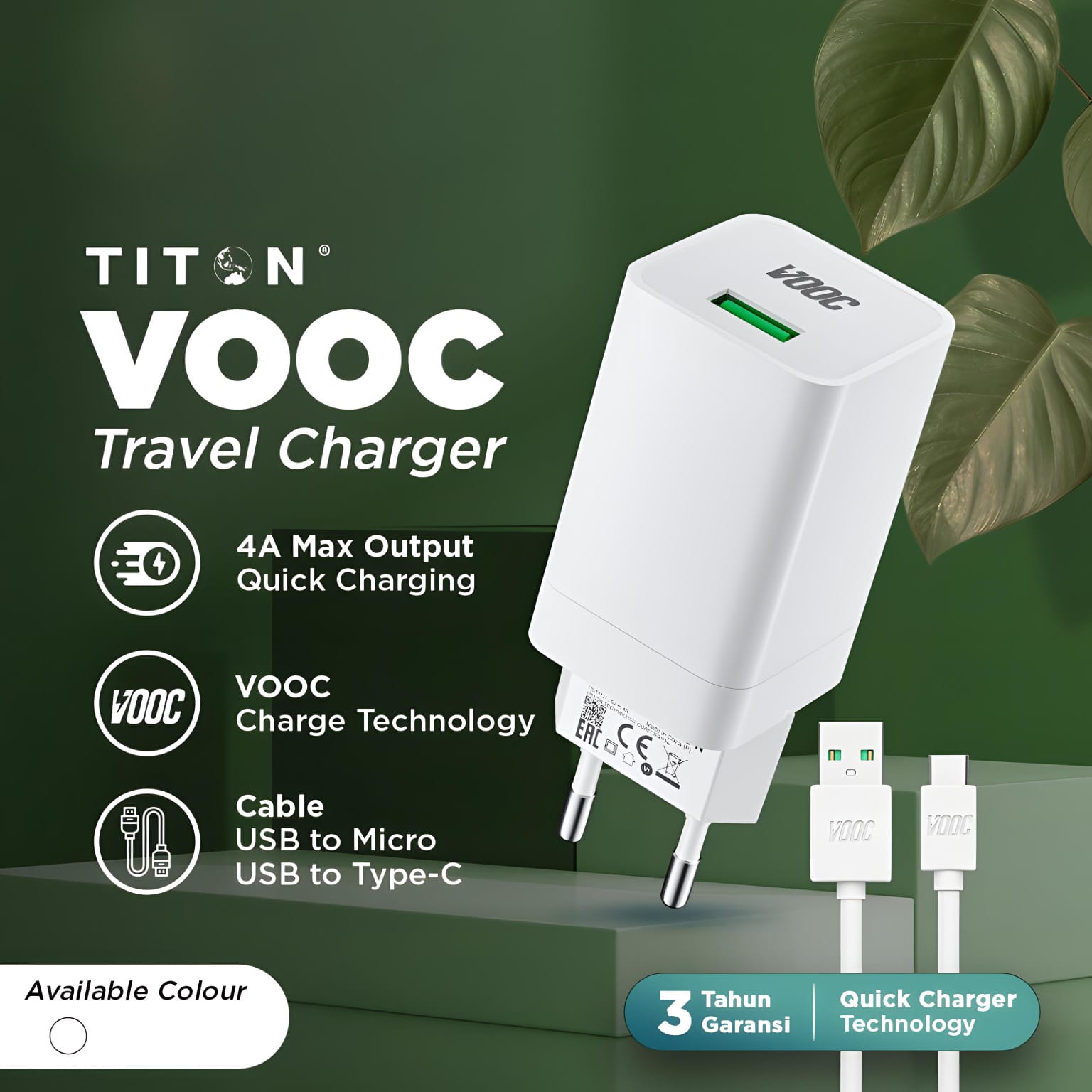 Titon Travel Charger VOOC Original Series 4A - Oppo Type C