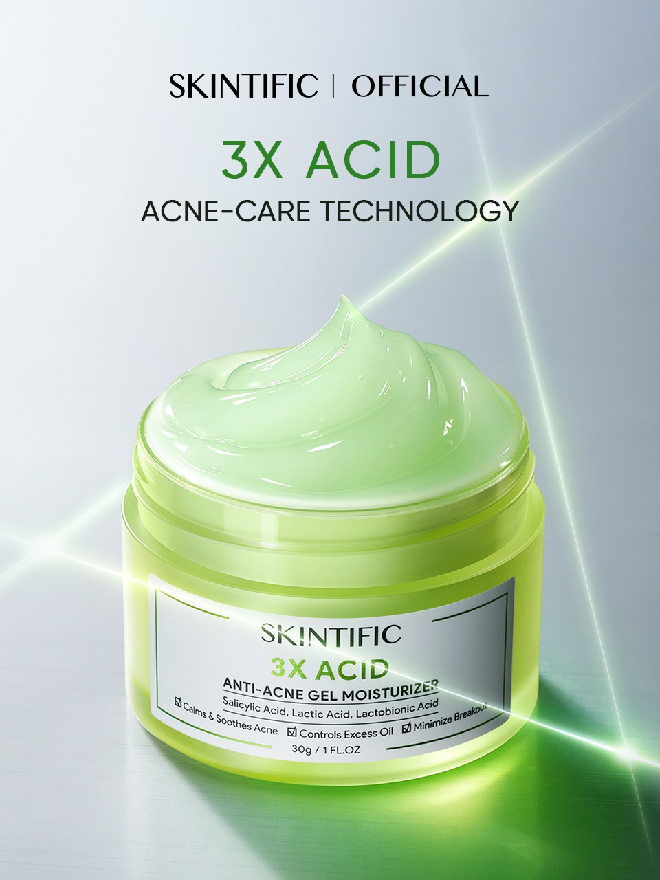 Skintific 3X Acid Anti-Acne Gel Moisturizer 30gr
