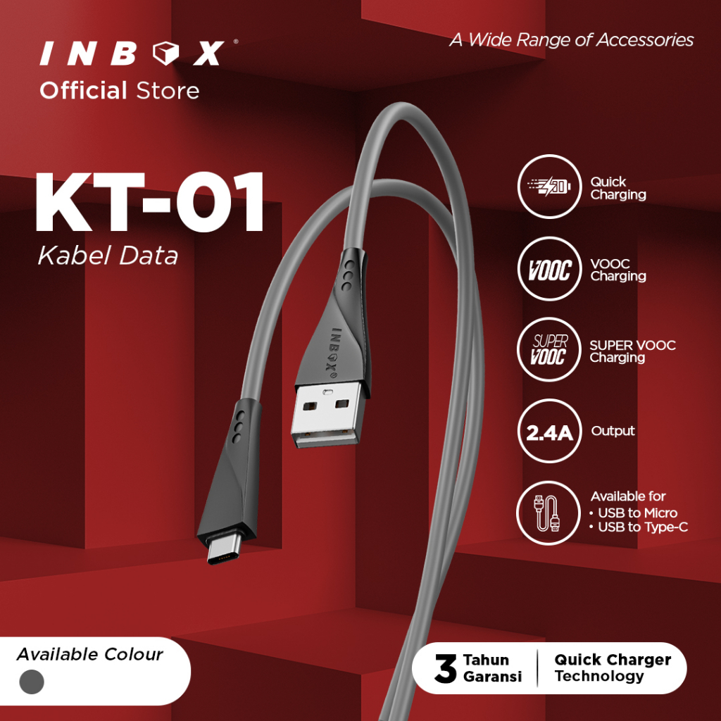 Inbox Kabel Data Toples - KT01 Quick Charge Type-C 3.0