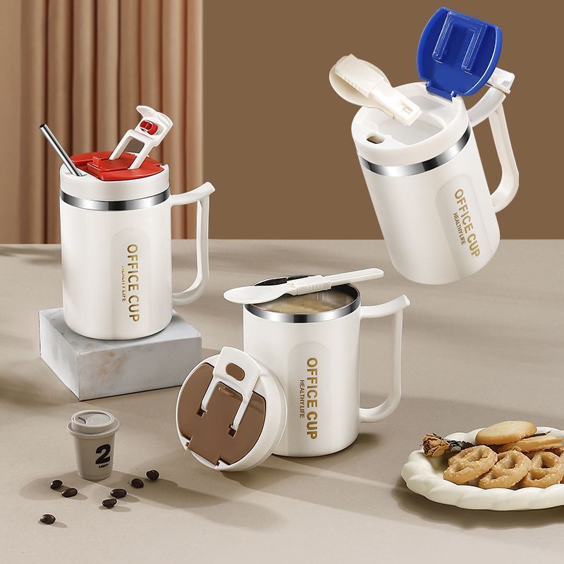 Office Cup Tumblr - Mug Stainless Polos Tahan Panas Dingin 500ml (Free Sedotan + Sendok) (096)
