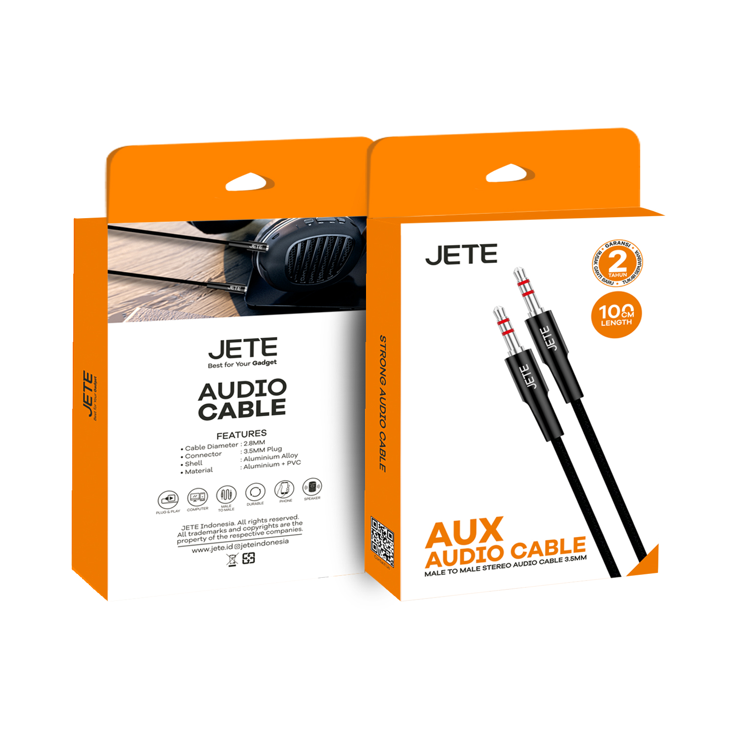 JETE Kabel Aux Male to Male Stereo Audio Cable - 100cm (1M)