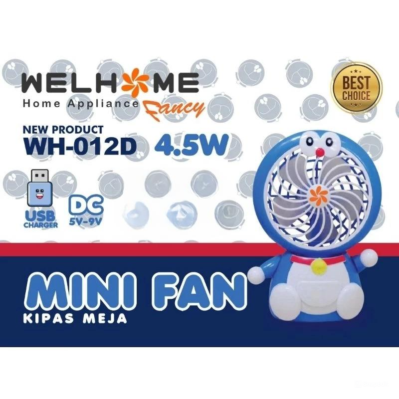 Welhome Mini Fan WH-012D Doraemon - Kipas Angin Meja