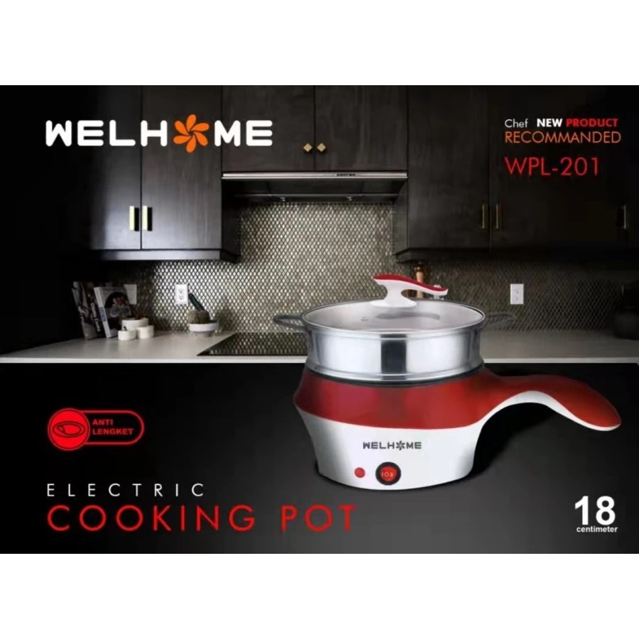 Welhome Panci Listrik WPL-201 18cm - Electric Cooking Pot 3in1