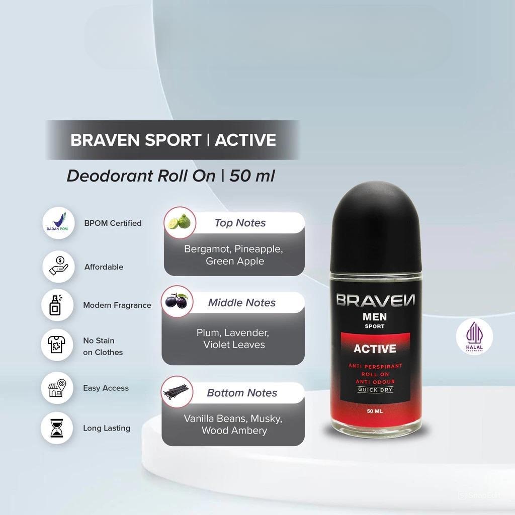 Braven Men Sport Anti Perspirant Roll On 50ml - Active