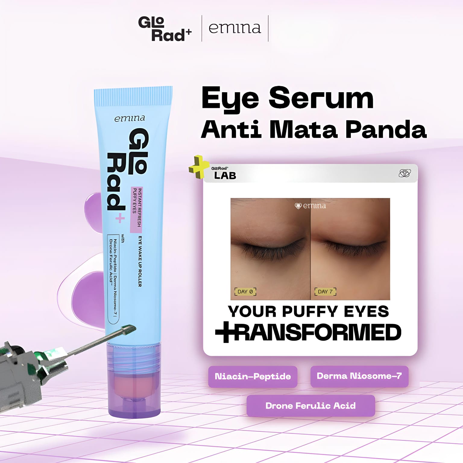 Emina GloRad+ Instant Refresh Puffy Eyes Eye Wake Up Roller 15ml