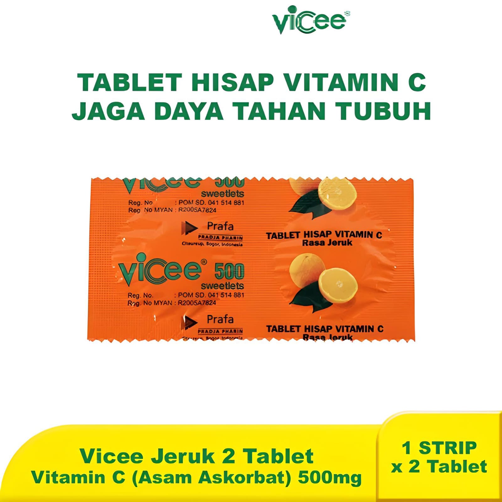 Vicee 500 Sweetlets Tablet Hisap Vitamin C (1 Strip 2 Tablet) - Rasa Jeruk