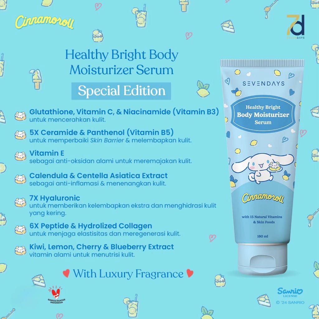 Sevendays Healthy Bright Body Moisturizer Serum 180ml - Cinnamoroll