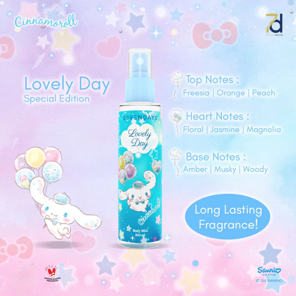Sevendays Body Mist 100ml - Cinnamoroll (Lovely Day)