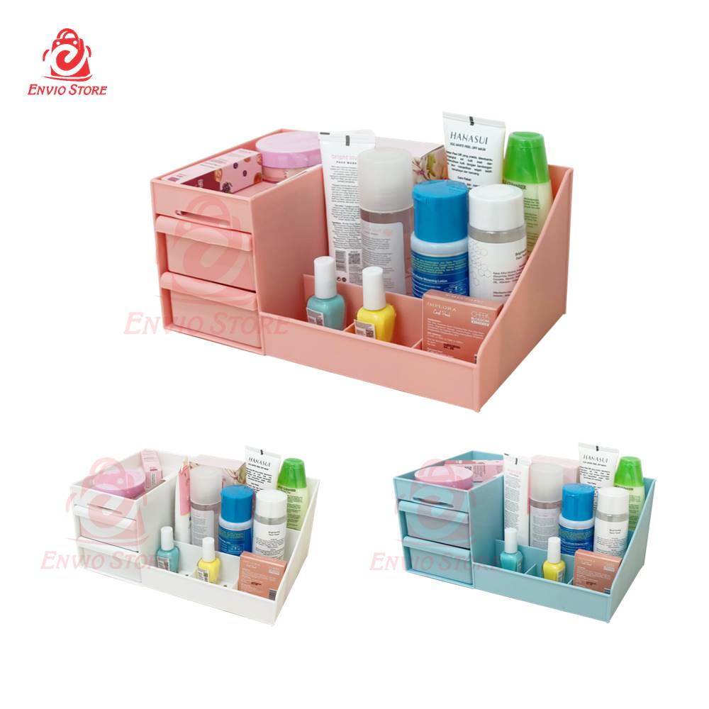 TRI J - Rak Kosmetik Plastik + 2 Laci Mini (Makeup Storage)