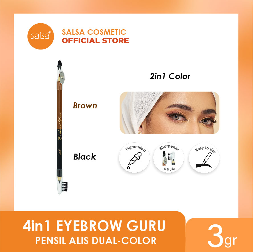 SALSA Eyebrow Guru - Pensil Alis 4in1 (Brown, Black, Serutan, Sikat)