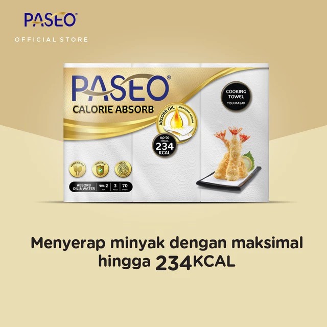 Tissue Paseo Cooking Towel Calorie Absorb 3Rolls 70s (Tissue Dapur)