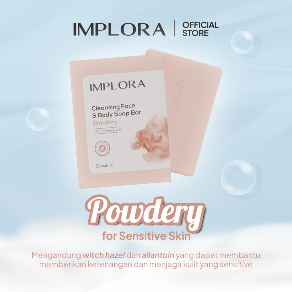 Implora Cleansing Face & Body Bar Soap 60gr - Powdery