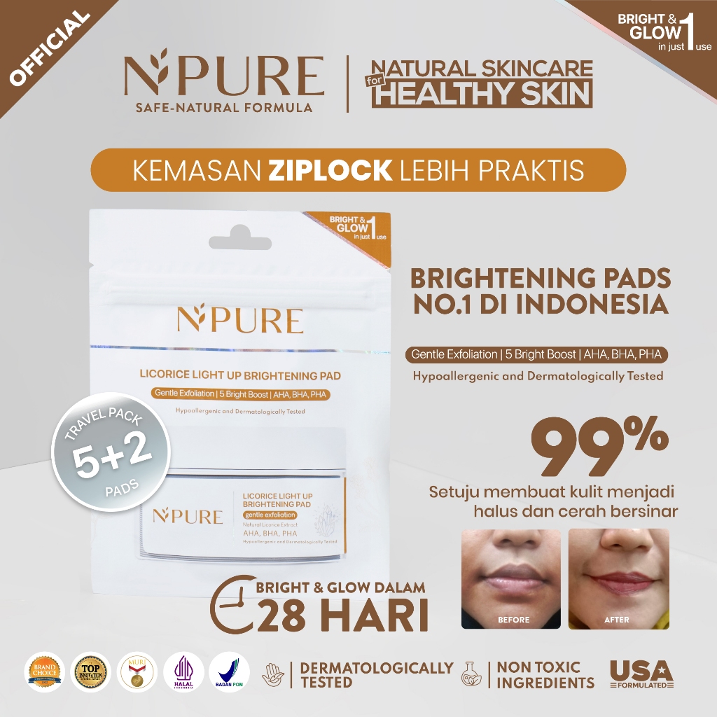 Npure Licorice Light Up Brightening Pad Ziplock 5+2pads