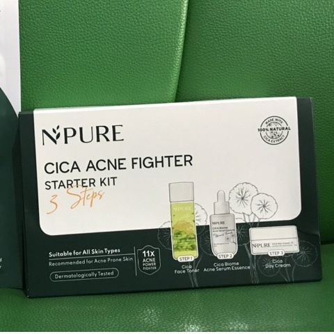Npure Cica Acne Fighter Starter Kit 3Steps (Face Toner, Serum, Day Cream)